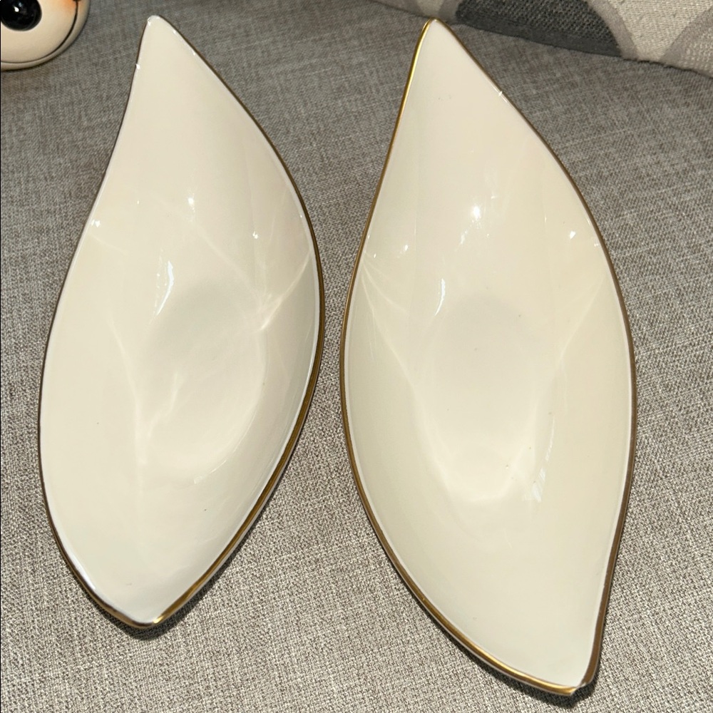 Lenox Cream Ceramic Decorative Dish with Gold Accents - Picture 2 of 5